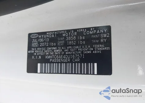 2013 Hyundai Veloster Turbo W/Black z USA, uszkodzony, nr VIN KMHTC6AE4DU167571